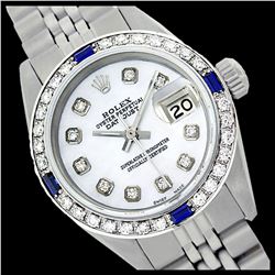 Rolex Men's Stainless Steel, QuickSet, Diam Dial & Diam/Sapphire Bezel