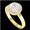 Image 2 : 1.75 ctw Halo VS/SI Diamond Certified Micro Pave Ring 18k Yellow Gold - REF-490W9H