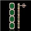 Image 2 : 20.59 ctw Emerald & Diamond Micro Pave Halo Earrings 10k Rose Gold - REF-248H2R
