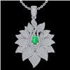 Image 2 : 3 ctw Emerald & Micro VS/SI Diamond Designer Necklace 18k White Gold - REF-290R9K