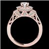 Image 2 : 1.75 ctw Certified Diamond Solitaire Halo Ring 10k Rose Gold - REF-259M3G