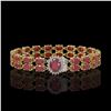 Image 1 : 19.57 ctw Ruby & Diamond Bracelet 14K Yellow Gold - REF-263M6G