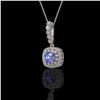 Image 1 : 2.6 ctw Tanzanite & Diamond Victorian Necklace 14K White Gold - REF-100A2N