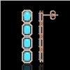 Image 2 : 11.13 ctw Turquoise & Diamond Micro Pave Halo Earrings 10k White Gold - REF-145Y6X
