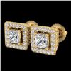 Image 1 : 2.25 ctw Princess VS/SI Diamond Micro Pave Stud Earrings 18k Yellow Gold - REF-272Y8X