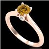 Image 1 : 0.56 ctw Intense Fancy Yellow Diamond Art Deco Ring 18k Rose Gold - REF-72R3K