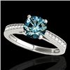 Image 1 : 1.25 ctw SI Certified Fancy Blue Diamond Solitaire Ring 10k White Gold - REF-118R6K