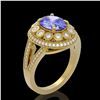 Image 2 : 4.76 ctw Certified Tanzanite & Diamond Victorian Ring 14K Yellow Gold - REF-178W5H