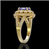 Image 3 : 4.76 ctw Certified Tanzanite & Diamond Victorian Ring 14K Yellow Gold - REF-178W5H