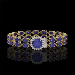 19.85 ctw Sapphire & Diamond Bracelet 14K Yellow Gold - REF-245W5H