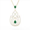 Image 3 : 3.20 ctw Emerald & Micro Pave Diamond Heart Necklace 14k Yellow Gold - REF-212W8H
