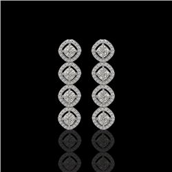 3.84 ctw Cushion Cut Diamond Micro Pave Earrings 18K White Gold - REF-337A5N