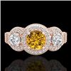 Image 2 : 2.16 ctw Intense Fancy Yellow Diamond Art Deco Ring 18k Rose Gold - REF-270M9G