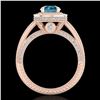 Image 3 : 2.8 ctw Intense Blue Diamond Engagment Art Deco Ring 18k Rose Gold - REF-327Y3X