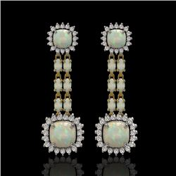 18.06 ctw Opal & Diamond Earrings 14K Yellow Gold - REF-394K8Y