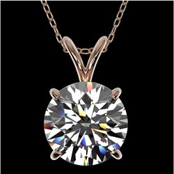 2 ctw Certified Quality Diamond Solitaire Necklace 10k Rose Gold - REF-449R5K