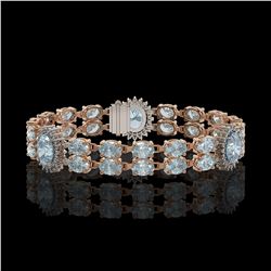 15.72 ctw Aquamarine & Diamond Bracelet 14K Rose Gold - REF-254W5H