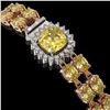 Image 2 : 14.21 ctw Citrine & Diamond Bracelet 14K Rose Gold - REF-178F2M