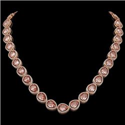 41.6 ctw Morganite & Diamond Micro Pave Halo Necklace 10k Rose Gold - REF-1024R4K