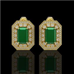 13.75 ctw Certified Emerald & Diamond Victorian Earrings 14K Yellow Gold - REF-266K4Y