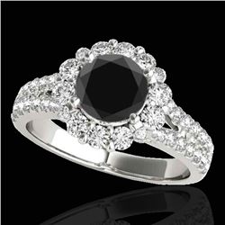 2.01 ctw Certified VS Black Diamond Solitaire Halo Ring 10k White Gold - REF-76X6A