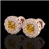 Image 1 : 1.32 ctw Intense Fancy Yellow Diamond Art Deco Earrings 18k Rose Gold - REF-218X2A