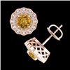 Image 3 : 1.32 ctw Intense Fancy Yellow Diamond Art Deco Earrings 18k Rose Gold - REF-218X2A