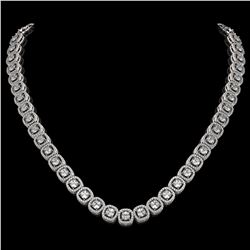 20.73 ctw Cushion Cut Diamond Micro Pave Necklace 18K White Gold - REF-1807F9M