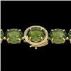 Image 1 : 65 ctw Green Tourmaline & Micro VS/SI Diamond Bracelet 14k Yellow Gold - REF-890M9G