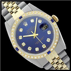 Rolex Men's Two Tone, QuickSet, Diam Dial & Diam/Sapphire Bezel