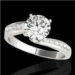 1.4 ctw Certified Diamond Bypass Solitaire Ring 10k White Gold - REF-259Y3X