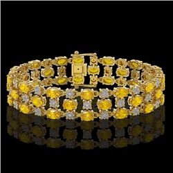 12.7 ctw Fancy Citrine & Diamond Row Bracelet 10K Yellow Gold - REF-209N3F