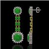 Image 2 : 16.72 ctw Jade & Diamond Earrings 14K Yellow Gold - REF-226A8N