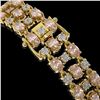 Image 3 : 11.02 ctw Morganite & Diamond Row Bracelet 10K Yellow Gold - REF-245G5W