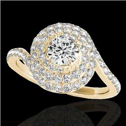 1.86 ctw Certified Diamond Solitaire Halo Ring 10k Yellow Gold - REF-184R3K