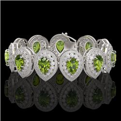 57.24 ctw Tourmaline & Diamond Victorian Bracelet 14K White Gold - REF-1769M5G