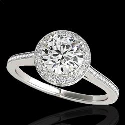 2.03 ctw Certified Diamond Solitaire Halo Ring 10k White Gold - REF-375K2Y