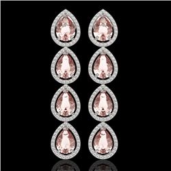 10.4 ctw Morganite & Diamond Micro Pave Halo Earrings 10k White Gold - REF-259Y3X