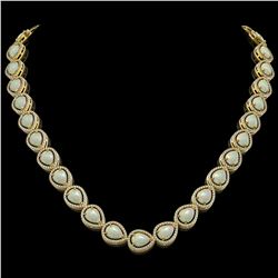 36.48 ctw Opal & Diamond Micro Pave Halo Necklace 10k Yellow Gold - REF-709K3Y