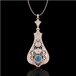 1.75 ctw Fancy Intense Blue Diamond Art Deco Necklace 18k Rose Gold - REF-218R2K