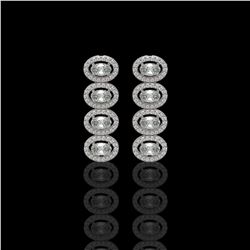 3.84 ctw Oval Cut Diamond Micro Pave Earrings 18K White Gold - REF-334Y6X