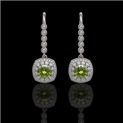 4.5 ctw Tourmaline & Diamond Victorian Earrings 14K White Gold - REF-172G8W