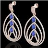 Image 1 : 4 ctw Tanzanite & Micro Pave VS/SI Diamond Earrings 14k Rose Gold - REF-307X3A