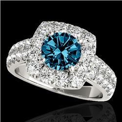 2.25 ctw SI Certified Fancy Blue Diamond Halo Ring 10k White Gold - REF-171R8K