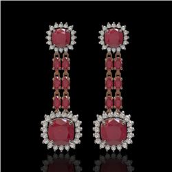 19.88 ctw Ruby & Diamond Earrings 14K Rose Gold - REF-336N4F