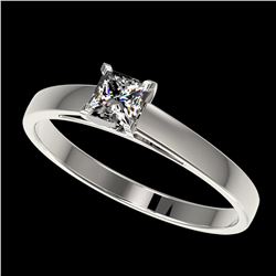 0.50 ctw Certified VS/SI Quality Princess Diamond Ring 10k White Gold - REF-60A3N