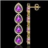 Image 2 : 10.85 ctw Amethyst & Diamond Micro Pave Halo Earrings 10k Yellow Gold - REF-172Y8X