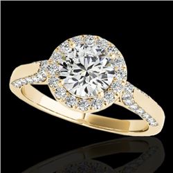 1.5 ctw Certified Diamond Solitaire Halo Ring 10k Yellow Gold - REF-204Y5X