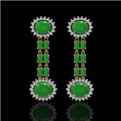 8.07 ctw Jade & Diamond Earrings 14K Yellow Gold - REF-144A8N