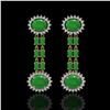 Image 1 : 8.07 ctw Jade & Diamond Earrings 14K Yellow Gold - REF-144A8N